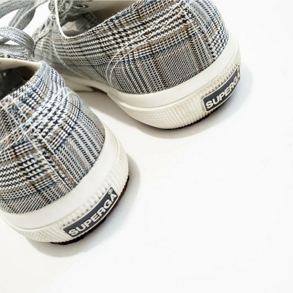 Superga BrittishW Black Plaid Sneakers Womens 7.5 - Picture 4 of 6